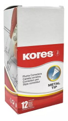Kores Lápiz Corrector Metal Tip, Botella de 8ml, 12 Piezas 
