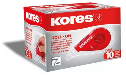 Kores Cinta Correctora Roll On, 4.2mm, 15 Metros, 10 Piezas 