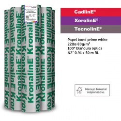 KronalinE Rollo de Papel Bond Premium, 80g/m², 910mm x 50m, 1 Pieza 