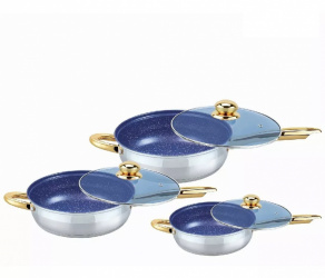 Kuche Juego de Sartenes Munich, 3 Sartenes, Antiadherente, Plata 