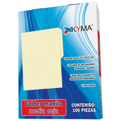 Kyma Fólder TCRC, Paquete de 100 Piezas, Tamaño Carta, Manila 