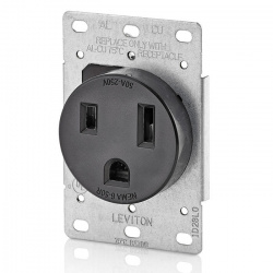 Leviton Tomacorriente 05374-S00, 1 Enchufe, 250V, 20A, Negro 