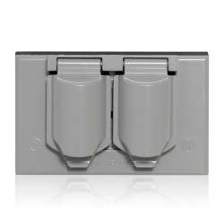 Leviton Placa de Pared para Intemperie 0WM1D-SGY, 2 Puertos, Gris 