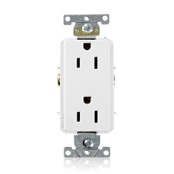 Leviton Tomacorriente 16252-00W, 2 Enchufes, 125V, 15A, Blanco 