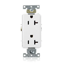 Leviton Tomacorriente 16352-W, 2 Enchufes, 125V, 20A, Blanco 