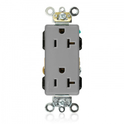 Leviton Tomacorriente 16362-0GY, 2 Enchufes, 125V, 20A, Gris 