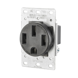 Leviton Tomacorriente Industrial 279-S00, 1 Enchufe, Nema 14-50R, 125 - 250V, 50A, Negro 