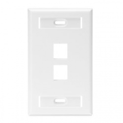 Leviton Placa de Pared QuickPort con Ventanas ID, 2 Puertos, Blanco 