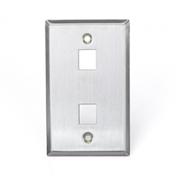 Leviton Placa de Pared para 43080-1S2, 2 Puertos, Acero Inoxidable 