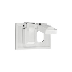 Leviton Placa de Pared para Intemperie 4976-W, 2 Puertos, Blanco 