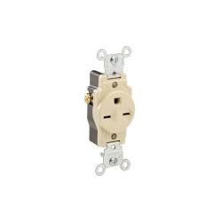 Leviton Tomacorriente 5029-I, 1 Enchufe, Nema 6-15R, 250V, 15A, Marfil 