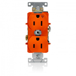 Leviton Tomacorriente 5262-IG, 2 Enchufes, 125V, 15A, Naranja 