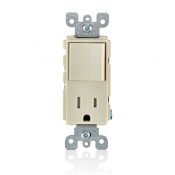 Leviton Tomacorriente + Interruptor 5625-TSP, 1 Enchufe, 120V, 15A, Almendra 
