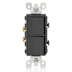 Leviton Interruptor Doble 5634-E, 2 Vías, 15A, Negro 