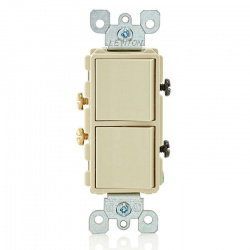 Leviton Apagador 5634-I, 2 Botones, 120 - 277V, 15A, Marfil 