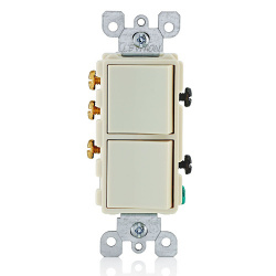 Leviton Apagador 5641-T, 2 Botones, 120 - 277V, 15A, Almendra 