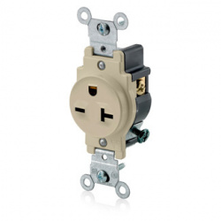Leviton Tomacorriente 5821-I, 1 Enchufe, 250V, 20A, Marfil 