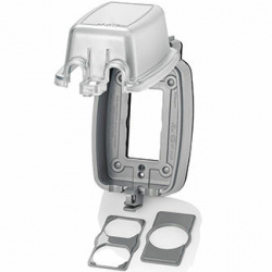 Leviton Placa de Pared para Intemperie 5980-UCL, 2 Puertos, Gris 