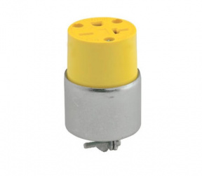 Leviton Clavija Blindada, 620CA, 250V, 20A, Gris/Amarillo 