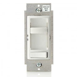 Leviton Interruptor Regulador para LED, 6674-P0W,  Deslizable ON/OFF, Blanco 
