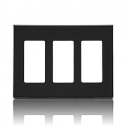 Leviton Placa de Pared 80311-SE, 3 Puertos, Negro 