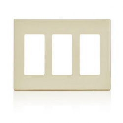 Leviton Placa de Pared 80311-ST, 3 Puertos, Almendra 