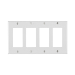 Leviton Placa de Pared 80412-W, 4 Puertos, Blanco 