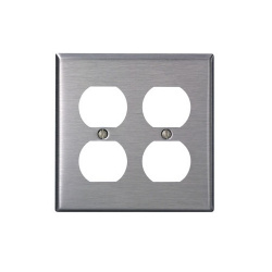 Leviton Placa para Pared 84016-40, 4 Puertos, Acero Inoxidable 