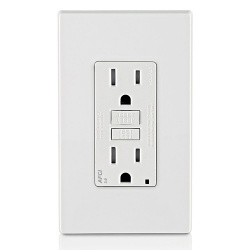 Leviton Tomacorriente AFTR1-00W, 2 Enchufes, 125V, 15A, Blanco 