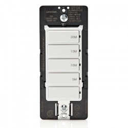 Leviton Apagador con Temporizador DT130-1LW, 5 Botones, 120V, 15A 