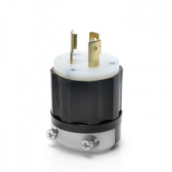 Leviton Clavija de Media Vuelta, 20A, 125 - 250V, Nema L10-20P, Negro/Blanco 