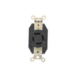Leviton Tomacorriente Industrial LEV-2460, 1 Enchufe, Nema L20-20R, 600V, 20A, Negro 