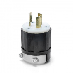 Leviton Clavija de Media Vuelta, 30A, 250V, Negro/Blanco 