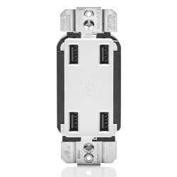 Leviton Tomacorriente USB4P-W, 4x USB-A, 125V, 4.2A, Blanco 