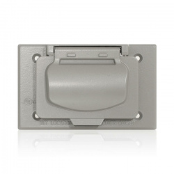 Leviton Placa de Pared para Intemperie WM1HF-0GY, 1 Puerto, Gris 