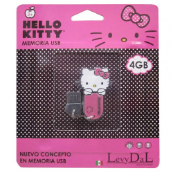 Memoria USB LevyDal Hello Kitty, 4GB, USB 2.0, Rosa/Blanco 