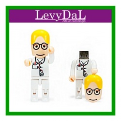 Memoria USB LevyDal Doctor Lego, 16GB, USB 2.0, Blanco/Amarillo 