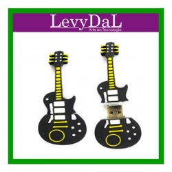 Memoria USB LevyDal Guitarra, 16GB, USB 2.0, Negro/Blanco/Amarillo 