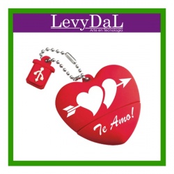 Memoria USB Levydal Corazon, 16GB, USB 2.0, Rojo/Blanco 