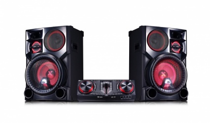 LG CJ98 Minicomponente, Bluetooth, 3500W RMS, USB 2.0, Karaoke, Negro/Rojo 
