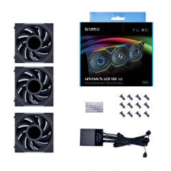 Ventilador Lian Li UNI FAN TL LCD RGB, 120mm, 350 - 1900RPM, Negro - 3 Piezas, Incluyue HUB 