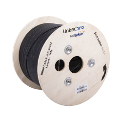 LinkedPro Bobina de Cable Fibra Óptica Interior/Exterior, Monomodo, 2 Hilos, 1000 Metros, Negro 