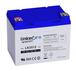 LinkedPRO Batería para Alarma LK3512, 12V, 35A, 35Ah, Salida 12V 