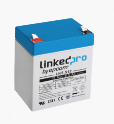 LinkedPro Batería de Respaldo LK5.512, 12V, 5.5Ah, para Alarmas/Video Vigilancia 
