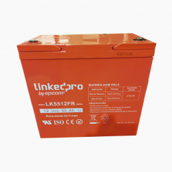 LinkedPRO Batería para Alarma LK5512FR, 12V, 12A, 55Ah, Salida 12V 