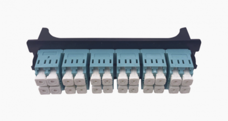 LinkedPRO Placa Acopladora para Fibra Multimodo LP-FO-LC-D12-MM, 12 Puertos LC Duplex, Negro/Azul 