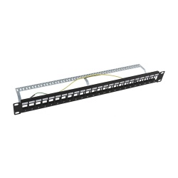 LinkedPro Panel de Parcheo STP, 24 Puertos RJ-45, 1U, Negro 