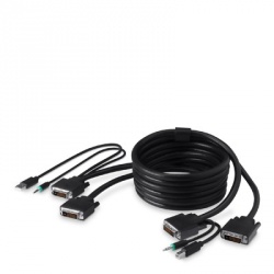 Linksys Cable KVM USB A/2x DVI/3.5mm Macho - USB B/2x DVI/3.5mm Macho, 1.8 Metros, Negro 