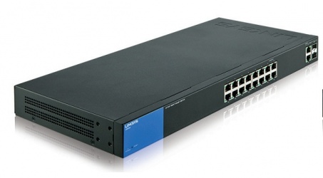 Switch Linksys Gigabit Ethernet LGS318P, 16 Puertos 10/100/1000 Mbps + 2 Puertos SFP, 36 Gbit/s, 8000 Entradas - Administrable 