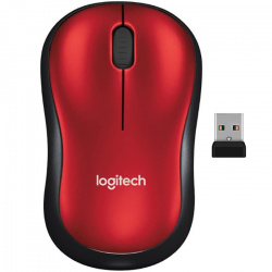 Mouse Logitech Óptico M185, Inalámbrico, 1000DPI, Rojo/Negro 